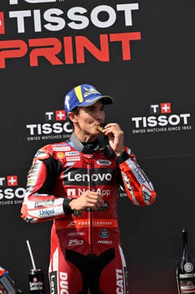 MOTO - MOTO GP - HUNGARY GRAND PRIX 2026 MARQUEZ Marc (spa), Ducati Lenovo Team, Ducati Desmosedici GP26, portrait celebrates his victory of the Sprint race during the 2026 MotoGP Grand Prix of Hungary , on Balaton Park circuit, from June 5 to 7, in Hungary - Balaton ParkHungary  Copyright: xGIGIxSOLDANOx