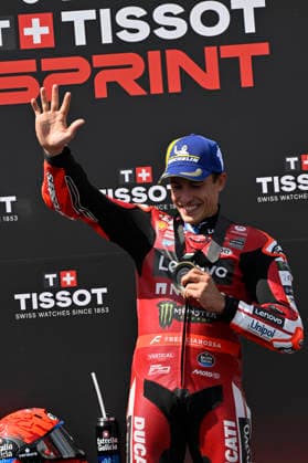 MOTO - MOTO GP - HUNGARY GRAND PRIX 2026 MARQUEZ Marc (spa), Ducati Lenovo Team, Ducati Desmosedici GP26, portrait celebrates his victory of the Sprint race during the 2026 MotoGP Grand Prix of Hungary , on Balaton Park circuit, from June 5 to 7, in Hungary - Balaton ParkHungary  Copyright: xGIGIxSOLDANOx