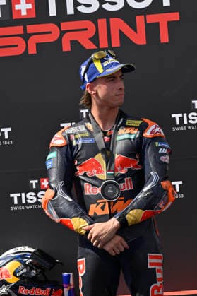 MOTO - MOTO GP - HUNGARY GRAND PRIX 2026 ACOSTA Pedro (spa), Red Bull KTM Factory Racing, KTM RC16, portrait celebrates his second place of the Sprint race during the 2026 MotoGP Grand Prix of Hungary , on Balaton Park circuit, from June 5 to 7, in Hungary - Balaton ParkHungary  Copyright: xGIGIxSOLDANOx