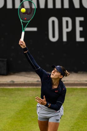 RECORD DATE NOT STATED 6th June 2026; The Edgbaston Priory Club, Birmingham, Midlands, England; 2026 Lexus Birmingham Open Tennis, Day Eight; Rebeka Masarova (SUI) serves in her semi final match against Alexandra Eala (PHI) GodfreyxPitt