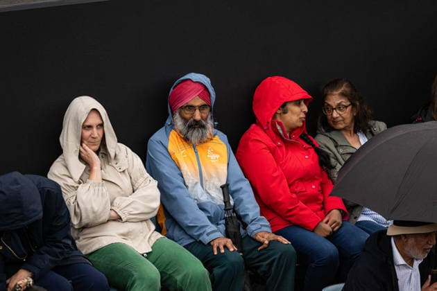 RECORD DATE NOT STATED 6th June 2026; The Edgbaston Priory Club, Birmingham, Midlands, England; 2026 Lexus Birmingham Open Tennis, Day Eight; Fans wait in the light rain for play to resume GodfreyxPitt