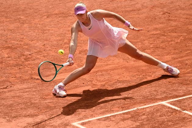 2026 French Open (Roland-Garros) - Women s singles final PARIS, FRANCE - JUNE 06: Mirra Andreeva in action against Maja Chwalinska (not seen) of Poland during the women s final singles match on day 14 of the French Open tennis tournament on Court Philippe-Chatrier at the Roland-Garros Complex in Paris, France on June 6, 2026. Burak Akbulut Anadolu Paris France. Editorial use only. Please get in touch for any other usage.  Copyright: x2026xAnadoluxBurakxAkbulutx