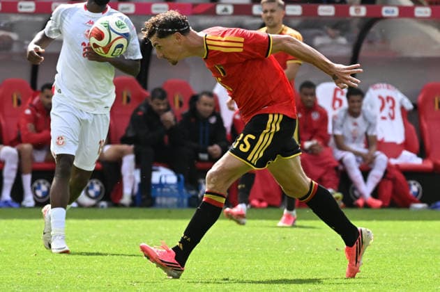 260606 Belgium vs Tunisia Thomas Munier (15) of Belgium pictured during friendly football game between the national teams of Belgium, called the red devils and Tunisia ahead of the FIFA World Cup, WM, Weltmeisterschaft, Fussball 2026 on June 6 , 2026 in Brussel, Belgium. (Photo by Jill Delsaux Isosport) Brussel Belgium  Copyright: xJillxDelsauxx DSC_7140