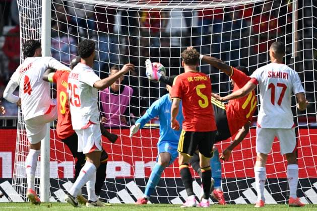 Belgium v Tunisia UEFA International Friendly, Länderspiel, Nationalmannschaft Game BRUSSELS, BELGIUM - JUNE 06 : Lukebakio Dodi forward of Belgium scores a goal during the pre-World Cup international friendly game match between Belgium and Tunisia in preparation of the FIFA 2026 World Cup Football Championship on June 6, 2026 in Brussels, Belgium, 06 06 2026 Brussels Belgium  Copyright: xNicoxVereeckenx