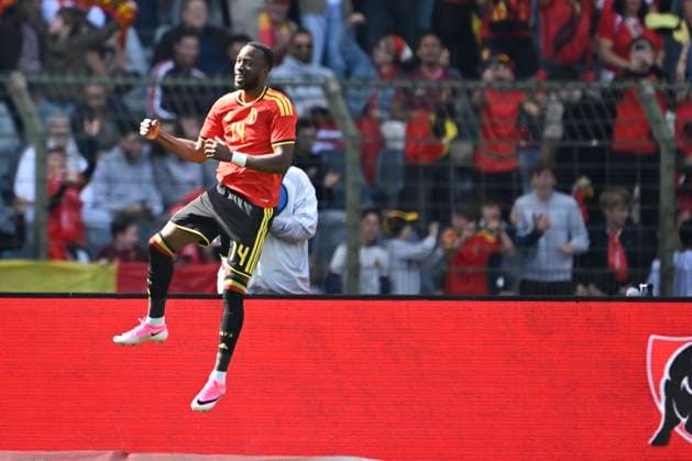 Belgium v Tunisia UEFA International Friendly, Länderspiel, Nationalmannschaft Game BRUSSELS, BELGIUM - JUNE 06 : Lukebakio Dodi forward of Belgium celebrates scoring a goal during the pre-World Cup international friendly game match between Belgium and Tunisia in preparation of the FIFA 2026 World Cup Football Championship on June 6, 2026 in Brussels, Belgium, 06 06 2026 Brussels Belgium  Copyright: xNicoxVereeckenx