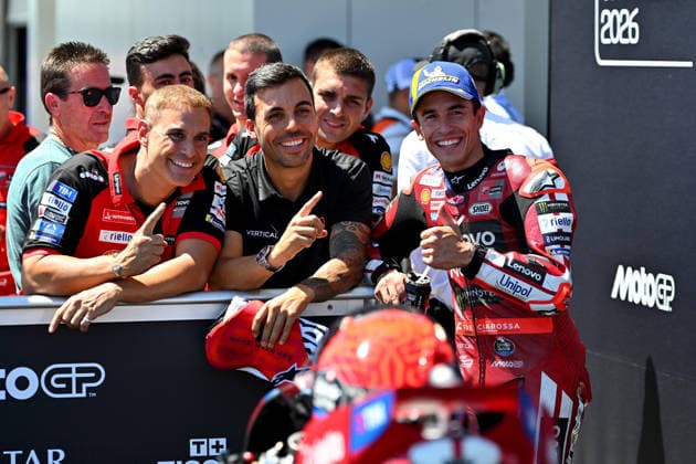 MOTO - MOTO GP - HUNGARY GRAND PRIX 2026 MARQUEZ Marc (spa), Ducati Lenovo Team, Ducati Desmosedici GP26, portrait celebrates his pole position during the 2026 MotoGP Grand Prix of Hungary , on Balaton Park circuit, from June 5 to 7, in Hungary - Balaton ParkHungary  Copyright: xGIGIxSOLDANOx