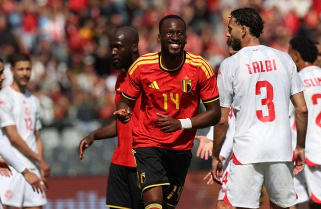 Belgium s Dodi Lukebakio celebrates after scoring during a friendly soccer game between Belgian national team, Nationalteam Red Devils and Tunisia, Saturday 06 June 2026 in Brussels, part of the preparations for the 2026 FIFA World Cup, WM, Weltmeisterschaft, Fussball VIRGINIExLEFOUR  x176308162x