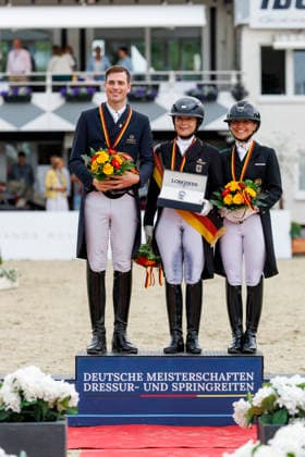BALVE - LONGINES Balve Optimum 2026, BALVE - LONGINES Balve Optimum 2026 WERTH Isabell (GER), WANDRES Frederic (GER), SCHUERMANN Charlott-Maria (GER) Meisterehrung Deutsche Meisterschaften Dressur Grand Prix Special 2026 Dressurprüfung Kl.S