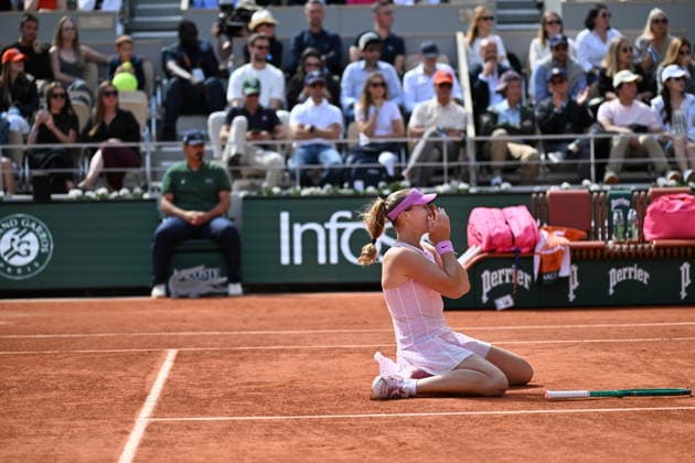 2026 French Open (Roland-Garros) - Women s singles final PARIS, FRANCE - JUNE 06: Mirra Andreeva celebrates after winning the women s final singles match against Maja Chwalinska (not seen) of Poland on day 14 of the French Open tennis tournament on Court Philippe-Chatrier at the Roland-Garros Complex in Paris, France on June 6, 2026. Mustafa Yalcin Anadolu Paris France. Editorial use only. Please get in touch for any other usage.  Copyright: x2026xAnadoluxMustafaxYalcinx