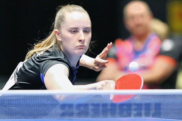 Sophia Klee beim Rueckschlag. GER Erfurt TT Finals 2026 Deutsche Meisterschaft, Tischtennis Messehalle Erfurt 06.06.2026. GER Erfurt TT Finals 2026 Deutsche Meisterschaft, Tischtennis Messehalle Erfurt 06.06.2026 Thueringen Deutsche Meiterschaft 06.06.2026 Erfurt Copyright: xEibner-Pressefoto JoergxHirschx EP_JHH