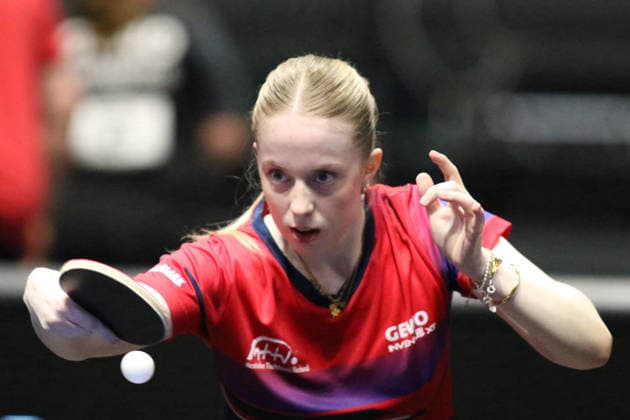 Josephina Neumann beim Rueckschlag. GER Erfurt TT Finals 2026 Deutsche Meisterschaft, Tischtennis Messehalle Erfurt 06.06.2026. GER Erfurt TT Finals 2026 Deutsche Meisterschaft, Tischtennis Messehalle Erfurt 06.06.2026 Thueringen Deutsche Meiterschaft 06.06.2026 Erfurt Copyright: xEibner-Pressefoto JoergxHirschx EP_JHH