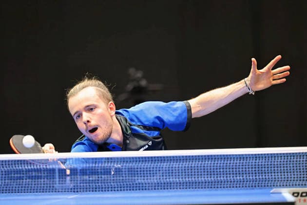 Marius Henninger beim Rueckschlag. GER Erfurt TT Finals 2026 Deutsche Meisterschaft, Tischtennis Messehalle Erfurt 06.06.2026. GER Erfurt TT Finals 2026 Deutsche Meisterschaft, Tischtennis Messehalle Erfurt 06.06.2026 Thueringen Deutsche Meiterschaft 06.06.2026 Erfurt Copyright: xEibner-Pressefoto JoergxHirschx EP_JHH