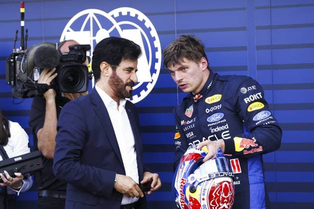 MONACO - Mohammed Ben Sulayem (FIA) and Max Verstappen (Red Bull Racing) after qualifying at the Circuit de Monaco ahead of the Monaco Grand Prix. SEM VAN DER WAL ANP xVIxANPxSportx xxANPxIVx 560285790 originalFilename: 560285790.jpg