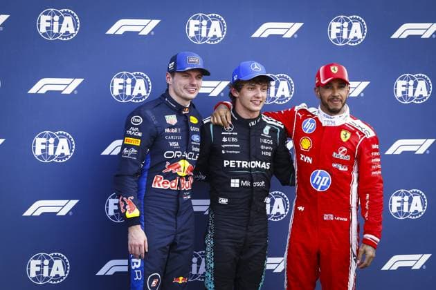 MONACO - (lr) Max Verstappen (Red Bull Racing), Kimi Antonelli (Mercedes) and Lewis Hamilton (Ferrari) after the qualifying session at the Circuit de Monaco ahead of the Monaco Grand Prix. SEM VAN DER WAL ANP xVIxANPxSportx xxANPxIVx 560286139 originalFilename: 560286139.jpg