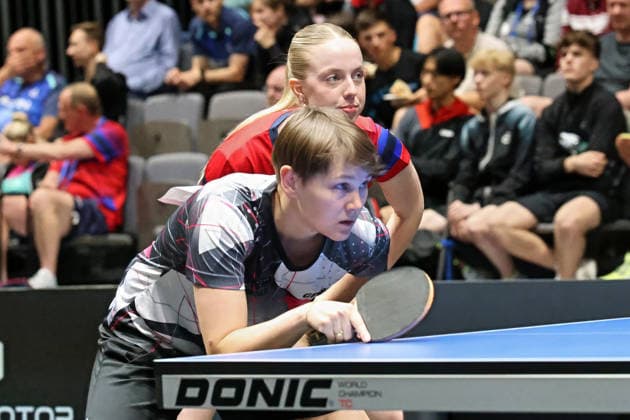 Im Doppel Nina Mittelham mit Josephina Neumann. GER Erfurt TT Finals 2026 Deutsche Meisterschaft, Tischtennis Messehalle Erfurt 06.06.2026. GER Erfurt TT Finals 2026 Deutsche Meisterschaft, Tischtennis Messehalle Erfurt 06.06.2026 Thueringen Deutsche Meiterschaft 06.06.2026 Erfurt Copyright: xEibner-Pressefoto JoergxHirschx EP_JHH