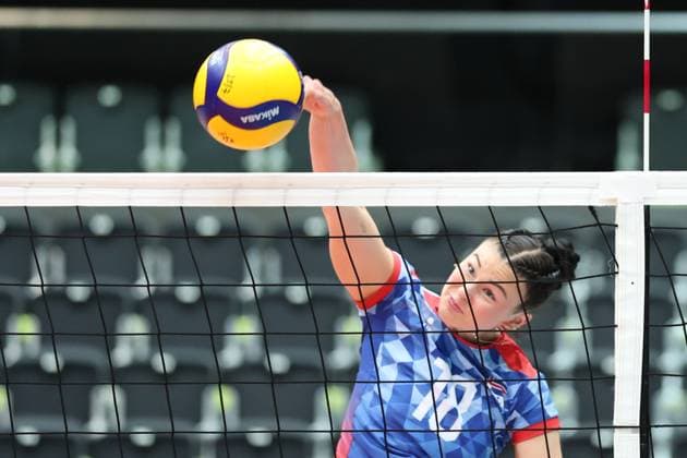 06.June. 2026 – Volleyball – CEV Volleyball European League 2026 - Women ,ICELAND vs SLOVAKIA Heba Sol Stefansdottir (Iceland) warms up Lower Austria Lower Austria , AUSTRIA – Multiversum Schwechat Multiversum Schwechat AUSTRIA