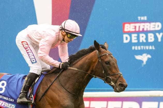 Derby Day Epsom Christmas Day ridden by Ronan Whelan (Pink) wins the Betfred Derby on Derby Day during the Derby Festival at Epsom Racecourse, Epsom 06 06 2026 UK Newspapers OUT Copyright: xMarkxChappellx FIL-23541-0034
