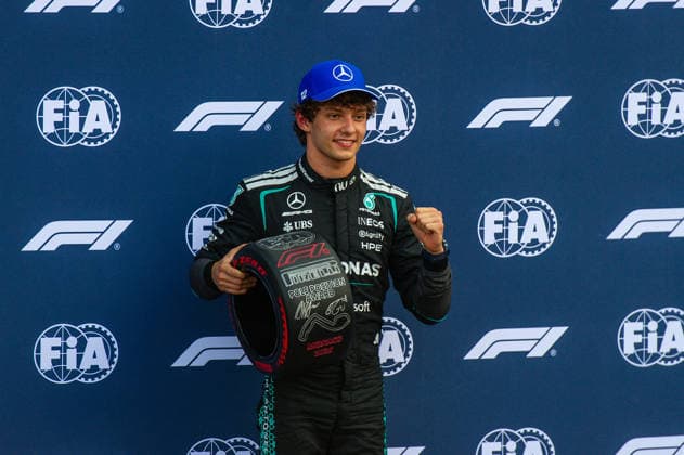 June 6, 2026, Francolino, Ferrara, Italy: Kimi Antonelli (ITA), Mercedes-AMG Petronas F1 Team 12, take pole position at the Formula 1 Louis Vuitton Grand Prix de Monaco 2026, at the Circuit de Monaco, in the paddock before qualifying. Francolino Italy - ZUMAf187 20260606_zsp_f187_002 Copyright: xNicoloxFarinax