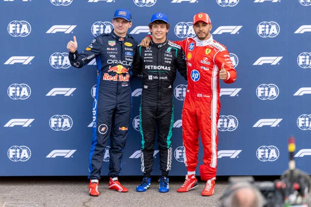 MONTE-CARLO, MONACO - JUNE 06: Kimi Antonelli (12) of Italy and Mercedes-AMG PETRONAS Formula One Team, Max Verstappen (3) of the Netherlands and Oracle Red Bull Racing and Lewis Hamilton (44) of Great Britain and Scuderia Ferrari HP finish 1-2-3 during qualifying on June 6, 2026 at the Circuit de Monaco in Monte-Carlo, Monaco. (Photo by Bob Kupbens Icon Sportswire) AUTO: JUN 06 F1 Monaco Grand Prix EDITORIAL USE ONLY Icon2606060461