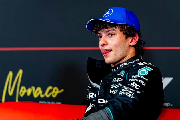 MONACO - Formula 1 driver Kimi Antonelli of Mercedes AMG-Petronas Formula One Team first in qualifying during the Formula 1 Monaco Grand Prix at the Monaco Street Circuit on June 6, 2026 in Monaco, Monaco. (Photo by DeFodi Images) -