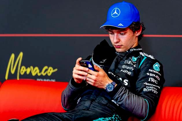 MONACO - Formula 1 driver Kimi Antonelli of Mercedes AMG-Petronas Formula One Team first in qualifying during the Formula 1 Monaco Grand Prix at the Monaco Street Circuit on June 6, 2026 in Monaco, Monaco. (Photo by DeFodi Images) -