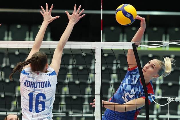 06.June. 2026 – Volleyball – CEV Volleyball European League 2026 - Women ,Island vs SLOVAKIA Emilia Dis Juliusdottir (Iceland) spikes the ball Lower Austria Lower Austria , AUSTRIA – Multiversum Schwechat Multiversum Schwechat AUSTRIA