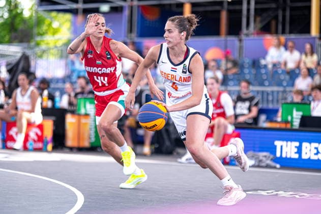 Warszawa 06.06.2026. 3x3 Basketball World Cup Day 6 in Warsaw, Poland. Netherlands - Hungary match --- Mistrzostwa Swiata w koszykowce 3x3 Dzien 6 w Warszawie. Mecz Holandia - Wegry Persons Shown : Vivi Borondi Zoe Slagter Fot. Kai Taller Arena Akcji NEWSPIX.PL --- newspix.pl 