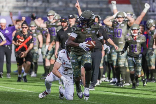 AMERICAN FOOTBALL - AFLE, Vikings vs Fire VIENNA,AUSTRIA,06.JUN.26 - AMERICAN FOOTBALL - AFLE, American Football League Europe, Vienna Vikings vs Rhein Fire. Image shows Darrell Stewart (Vikings).  GEPAxpictures xDavidxBitzan