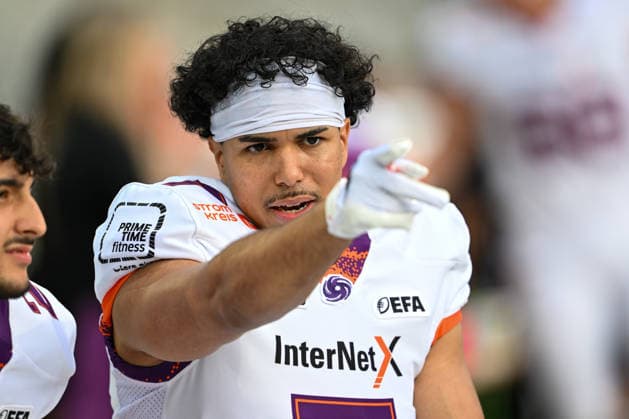 AMERICAN FOOTBALL - EFA, Raiders vs Galaxy INNSBRUCK,AUSTRIA,06.JUN.26 - AMERICAN FOOTBALL - EFA, European Football Alliance, Raiders Tirol vs Frankfurt Galaxy. Image shows Thiadric Hansen (Galaxy).  GEPAxpictures xDanielxSchoenherr
