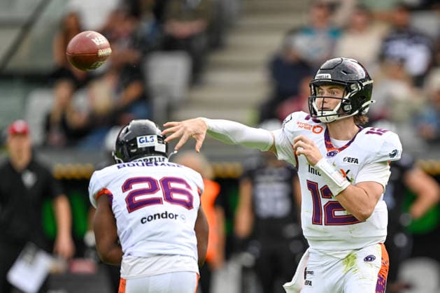 AMERICAN FOOTBALL - EFA, Raiders vs Galaxy INNSBRUCK,AUSTRIA,06.JUN.26 - AMERICAN FOOTBALL - EFA, European Football Alliance, Raiders Tirol vs Frankfurt Galaxy. Image shows Ethan Garbers (Galaxy).  GEPAxpictures xDanielxSchoenherr