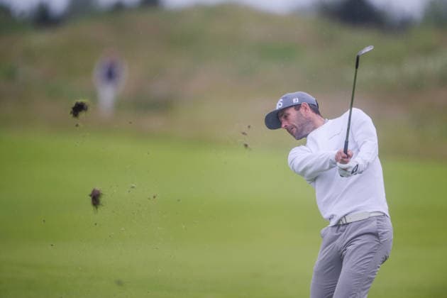 AMSTERDAM, NETHERLANDS - JUNE 06: Callum Tarren of England plays his second shot from the fairway of the 16th hole during the third round of the KLM Open at The International on June 6, 2026 in Amsterdam, Netherlands. Credit: Andy Astfalck NurPhoto Netherlands Copyright: xAndyxAstfalckx