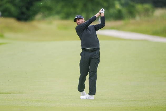 AMSTERDAM, NETHERLANDS - JUNE 06: Frederic Lacroix of France plays his second shot from the fairway of the 16th hole during the third round of the KLM Open at The International on June 6, 2026 in Amsterdam, Netherlands. Credit: Andy Astfalck NurPhoto Netherlands Copyright: xAndyxAstfalckx