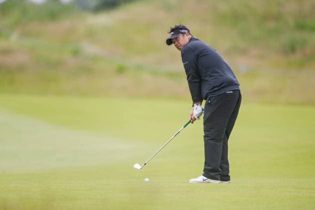AMSTERDAM, NETHERLANDS - JUNE 06: Kiradech Aphibarnrat of Thailand plays his second shot from the fairway of the 16th hole during the third round of the KLM Open at The International on June 6, 2026 in Amsterdam, Netherlands. Credit: Andy Astfalck NurPhoto Netherlands Copyright: xAndyxAstfalckx