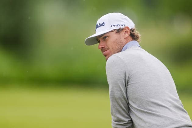 AMSTERDAM, NETHERLANDS - JUNE 06: Jordan Gumberg of the United States plays his second shot from the fairway of the 16th hole during the third round of the KLM Open at The International on June 6, 2026 in Amsterdam, Netherlands. Credit: Andy Astfalck NurPhoto Netherlands Copyright: xAndyxAstfalckx