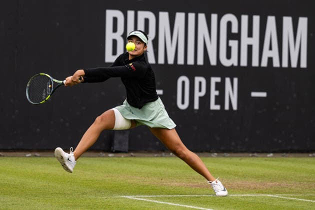 RECORD DATE NOT STATED 6th June 2026; The Edgbaston Priory Club, Birmingham, Midlands, England; 2026 Lexus Birmingham Open Tennis, Day Eight; Alexandra Eala (PHI) plays a backhand in her semi final match against Rebeka Masarova (SUI) GodfreyxPitt
