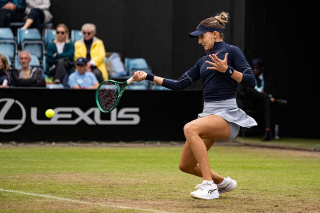 RECORD DATE NOT STATED 6th June 2026; The Edgbaston Priory Club, Birmingham, Midlands, England; 2026 Lexus Birmingham Open Tennis, Day Eight; Rebeka Masarova (SUI) plays a forehand in her semi final match against Alexandra Eala (PHI) GodfreyxPitt