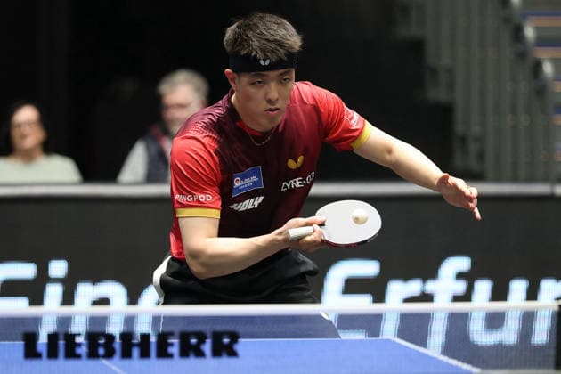 Dang Qiu beim Rueckschlag. GER Erfurt TT Finals 2026 Deutsche Meisterschaft, Tischtennis Messehalle Erfurt 06.06.2026. GER Erfurt TT Finals 2026 Deutsche Meisterschaft, Tischtennis Messehalle Erfurt 06.06.2026 Thueringen Deutsche Meiterschaft 06.06.2026 Erfurt Copyright: xEibner-Pressefoto JoergxHirschx EP_JHH