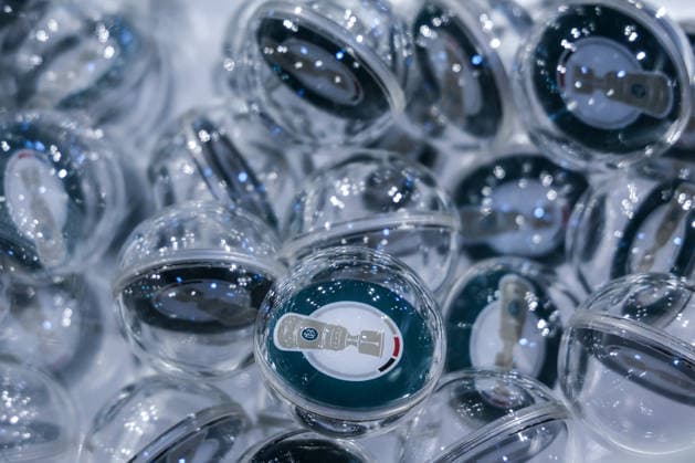 Fussball, DFB-Pokal Saison 2026 2027 DFB-Pokalauslosung zur 1.Runde 06.06.2026, Deutsches Fussballmuseum Loskugel mit dem neuen Logo vom DFB-Pokal Dortmund Deutsches Fussballmuseum Nordrhein-Westfalen Deutschland