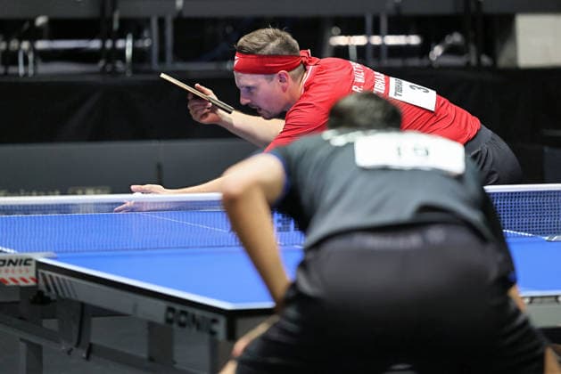 Ricardo Walther beim Service. GER Erfurt TT Finals 2026 Deutsche Meisterschaft, Tischtennis Messehalle Erfurt 06.06.2026. GER Erfurt TT Finals 2026 Deutsche Meisterschaft, Tischtennis Messehalle Erfurt 06.06.2026 Thueringen Deutsche Meiterschaft 06.06.2026 Erfurt Copyright: xEibner-Pressefoto JoergxHirschx EP_JHH