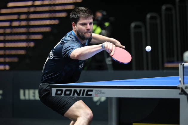 Dimitri Ovtcharov beim Ruekschlag. GER Erfurt TT Finals 2026 Deutsche Meisterschaft, Tischtennis Messehalle Erfurt 06.06.2026. GER Erfurt TT Finals 2026 Deutsche Meisterschaft, Tischtennis Messehalle Erfurt 06.06.2026 Thueringen Deutsche Meiterschaft 06.06.2026 Erfurt Copyright: xEibner-Pressefoto JoergxHirschx EP_JHH