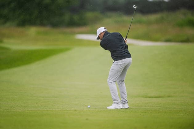 AMSTERDAM, NETHERLANDS - JUNE 06: Marcel Schneider of Germany plays his second shot from the fairway of the 16th hole during the third round of the KLM Open at The International on June 6, 2026 in Amsterdam, Netherlands. Credit: Andy Astfalck NurPhoto Netherlands Copyright: xAndyxAstfalckx