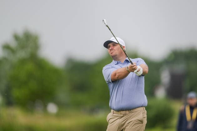 AMSTERDAM, NETHERLANDS - JUNE 06: Marcus Armitage of England plays his second shot from the fairway of the 16th hole during the third round of the KLM Open at The International on June 6, 2026 in Amsterdam, Netherlands. Credit: Andy Astfalck NurPhoto Netherlands Copyright: xAndyxAstfalckx
