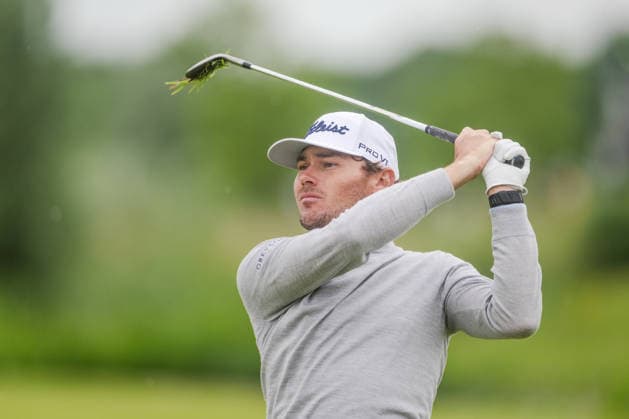 AMSTERDAM, NETHERLANDS - JUNE 06: Jordan Gumberg of the United States plays his second shot from the fairway of the 16th hole during the third round of the KLM Open at The International on June 6, 2026 in Amsterdam, Netherlands. Credit: Andy Astfalck NurPhoto Netherlands Copyright: xAndyxAstfalckx