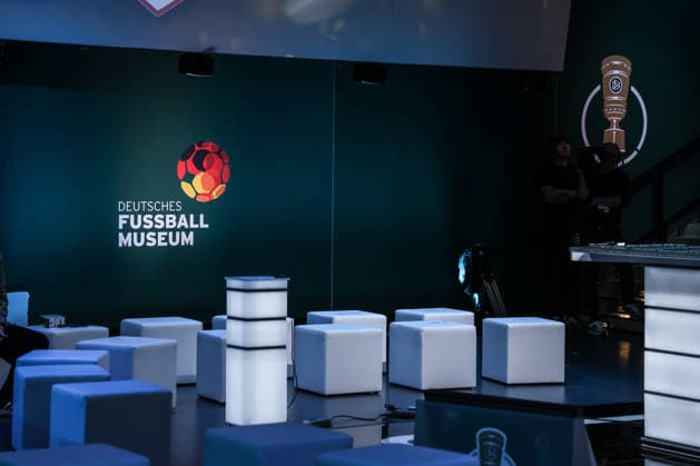 Fussball, DFB-Pokal Saison 2026 2027 DFB-Pokalauslosung zur 1.Runde 06.06.2026, Deutsches Fussballmuseum Logo Fussballmuseum und DFB Pokal Dortmund Deutsches Fussballmuseum Nordrhein-Westfalen Deutschland