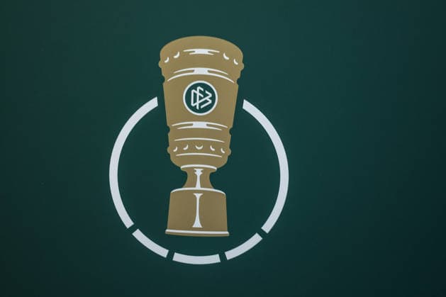 Fussball, DFB-Pokal Saison 2026 2027 DFB-Pokalauslosung zur 1.Runde 06.06.2026, Deutsches Fussballmuseum Das neue Logo vom DFB Pokal an einem Branding Dortmund Deutsches Fussballmuseum Nordrhein-Westfalen Deutschland
