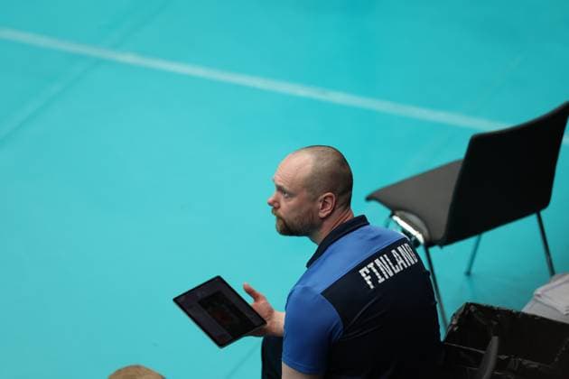 06.June. 2026 – Volleyball – CEV Volleyball European League 2026 - Men ,MONTENEGRO vs FINLAND Head Coach Olli Kunnari (Finland) in action pre match Lower Austria Lower Austria , AUSTRIA – Multiversum Schwechat Multiversum Schwechat AUSTRIA