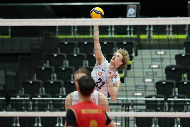 06.June. 2026 – Volleyball – CEV Volleyball European League 2026 - Men ,MONTENEGRO vs FINLAND Veikka Lindqvist (Finland) jump serve Lower Austria Lower Austria , AUSTRIA – Multiversum Schwechat Multiversum Schwechat AUSTRIA