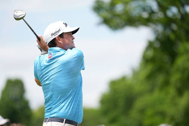 DUBLIN, OH - JUNE 06: Keegan Bradley of the United States plays his shot from the first tee during third round of the Memorial Tournament on June 06, 2026 at the Muirfield Village Golf Club in Dublin, Ohio. (Photo by Jason Mowry Icon Sportswire) GOLF: JUN 06 PGA, Golf Herren the Memorial Tournament presented by Workday EDITORIAL USE ONLY Icon260606031