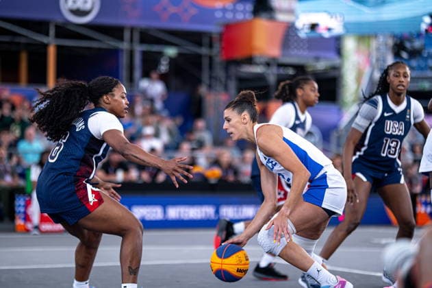 Warszawa 06.06.2026. 3x3 Basketball World Cup Day 6 in Warsaw, Poland. France - United States of Amercia match --- Mistrzostwa Swiata w koszykowce 3x3 Dzien 6 w Warszawie. Mecz Francja - USA Persons Shown : Sahara Williams Laetitia Guapo Fot. Kai Taller Arena Akcji NEWSPIX.PL --- newspix.pl 