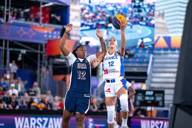 Warszawa 06.06.2026. 3x3 Basketball World Cup Day 6 in Warsaw, Poland. France - United States of Amercia match --- Mistrzostwa Swiata w koszykowce 3x3 Dzien 6 w Warszawie. Mecz Francja - USA Persons Shown : Mikaylah Williams Laetitia Guapo Fot. Kai Taller Arena Akcji NEWSPIX.PL --- newspix.pl 